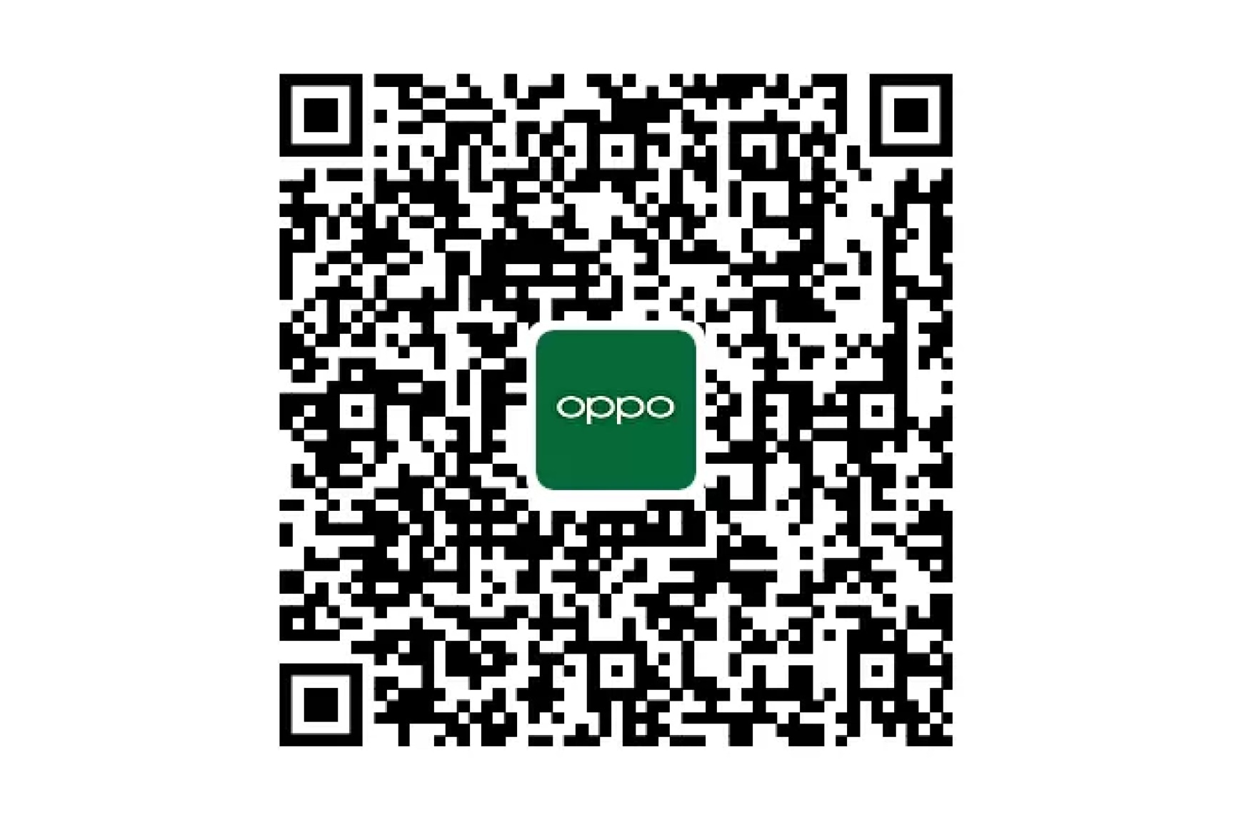 Black and white QR code with the OPPO logo in the center.