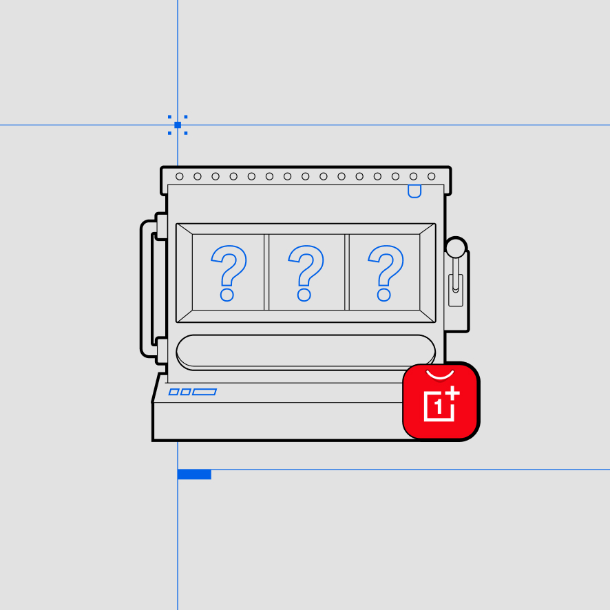 Illustrated device with question marks and OnePlus logo.