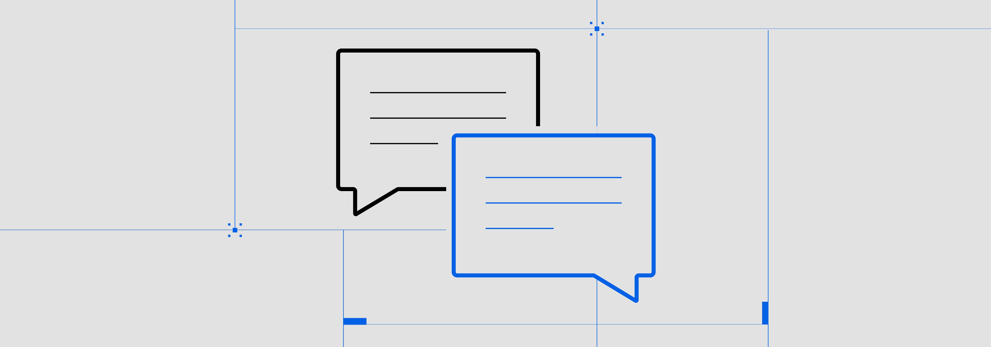 Simple, clean message bubbles in blue and gray colors.