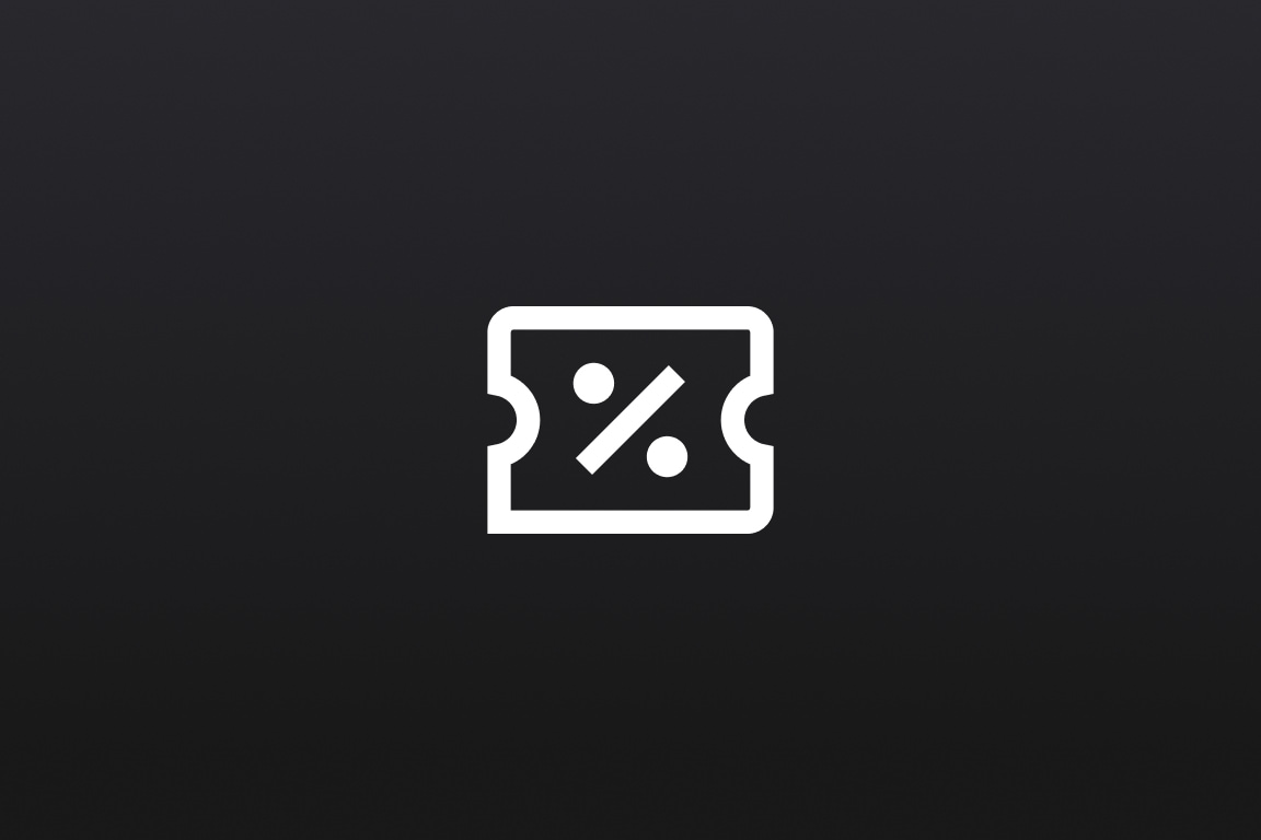 Percentage symbol in a rectangular white frame on a dark background.