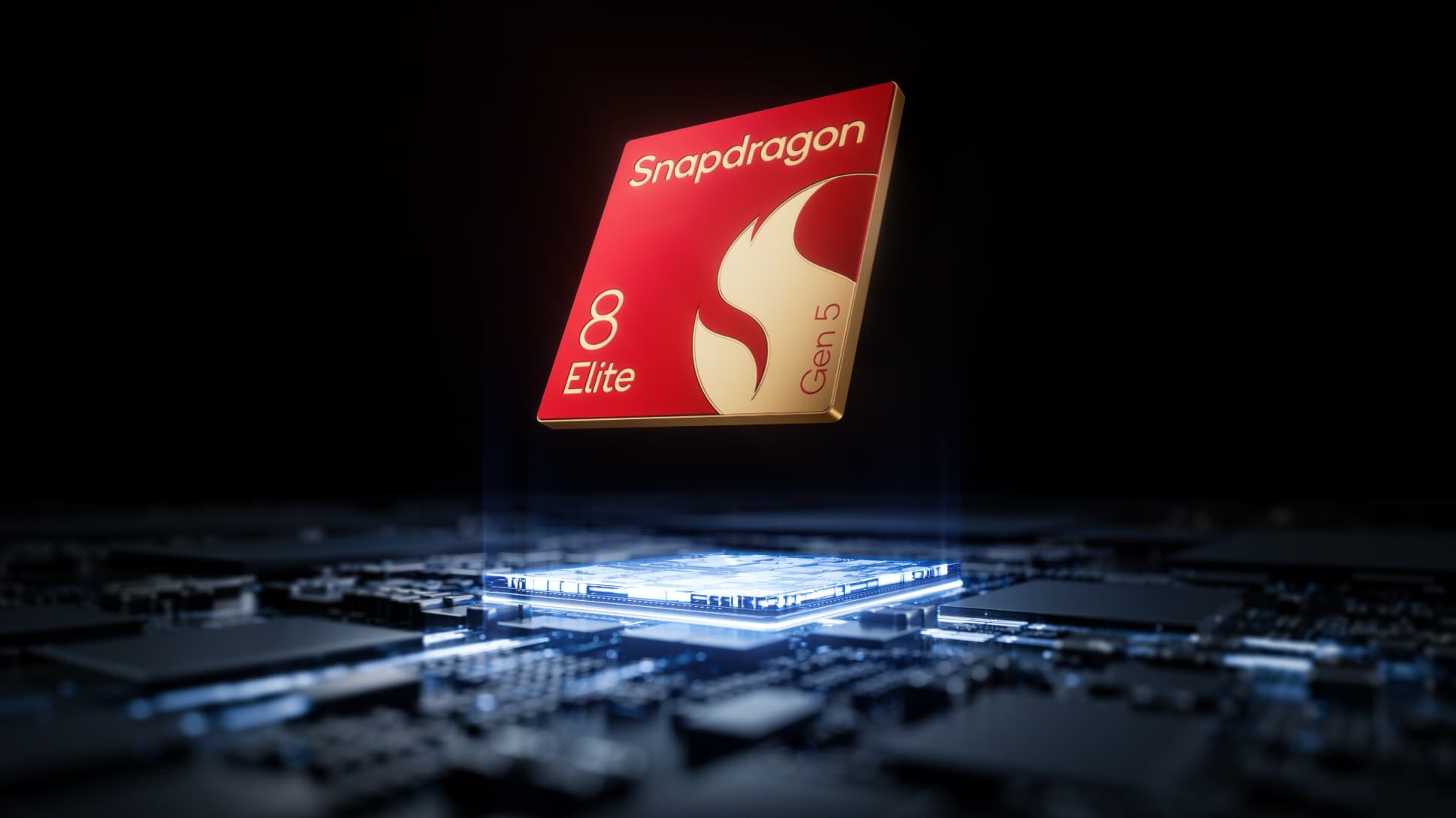 OnePlus 15 5G Dual SIM 1TB, 16GB RAM Phone - Snapdragon 8 Elite Gen5 (Chinese Version) 15 A red chip with text Snapdragon 8 Elite Gen 5 printed on it. The chip is floating above an illuminat…